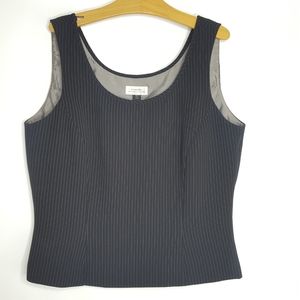 Tahari Sz 10 Black Pinstripe Sleeveless Top